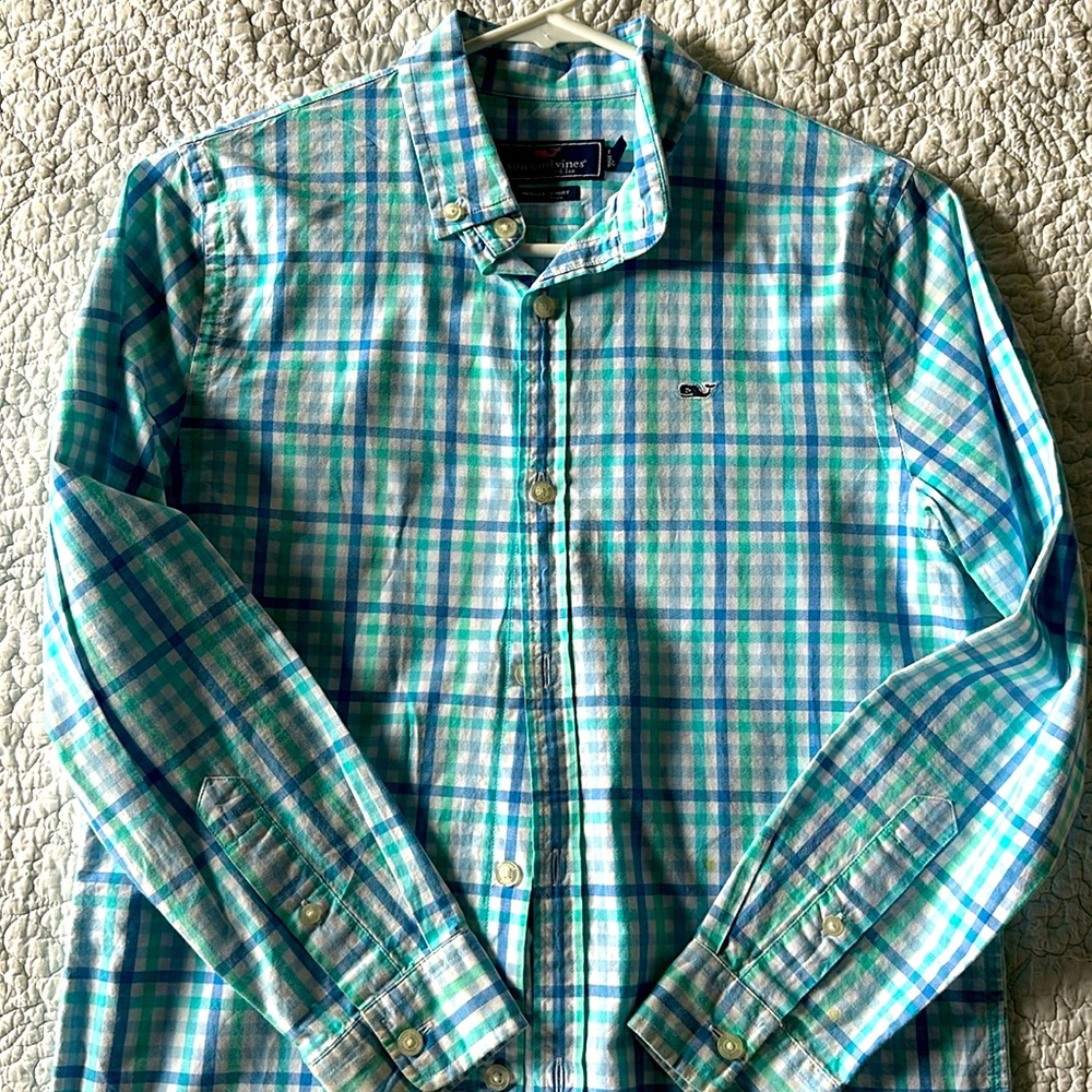Vineyard, vines, button-down size medium, 12/14 boys
